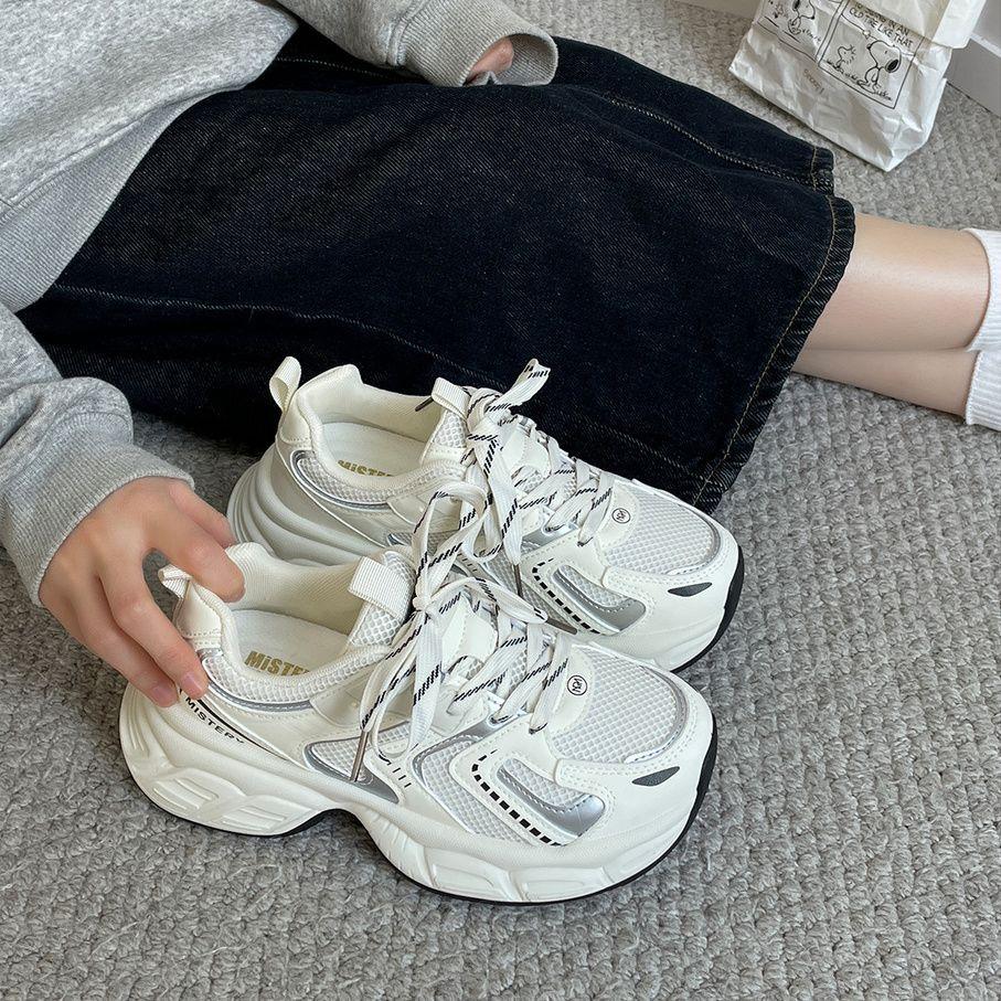 

Thick-soled autumn and winter new mesh sneakers 2025 breathable and versatile fashion casual lightweight heightening dad shoes women s tide 35