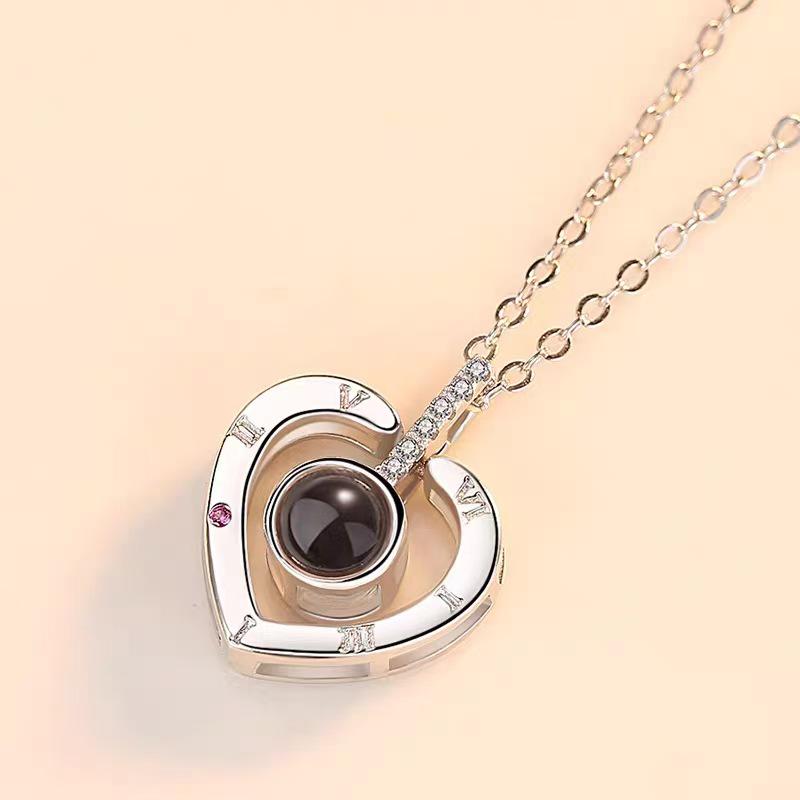 100 Languages 'I Love You' Projection Necklace - Titanium Steel, Colorfast, Fashionable Clavicle Chain for Women