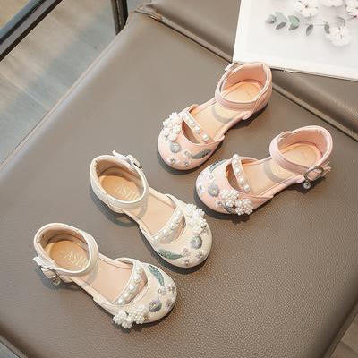 Girls Princess Embroidered Shoes Ethnic Style Kids Pearls Sweet Toes Capped Sandals Children Elegant Flats Performance Shoes