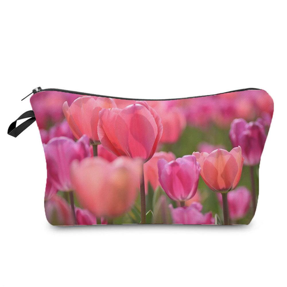 Women Flower Print Cosmetic Bag Toiletries Organize Travel Storage Case 6388