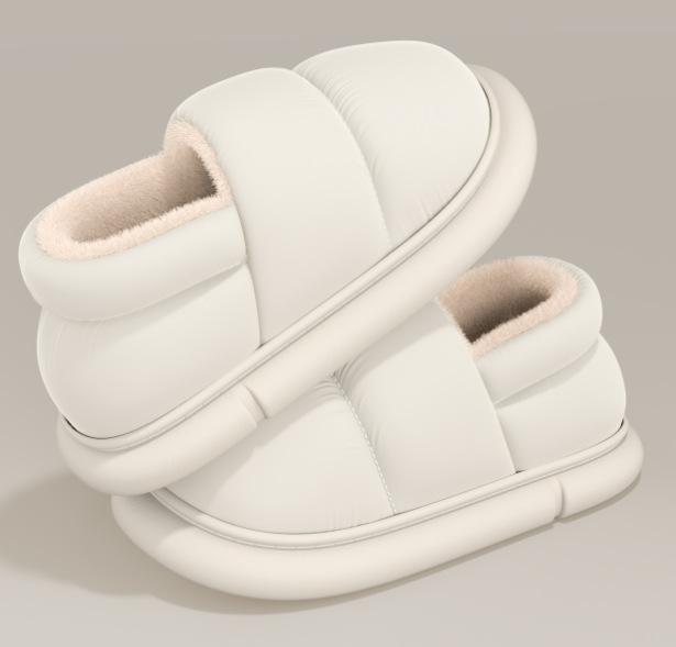 Winter cotton slippers home slippers women's breathable down cloth thickened shoes non-slip bag heel warm cotton shoes men's shoes