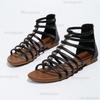 Women Summer New Low-heeled Platform Shoes Women Fashion Round Toe Hollowed Out Sandals Solid Color Sexy Party Dress Sandals