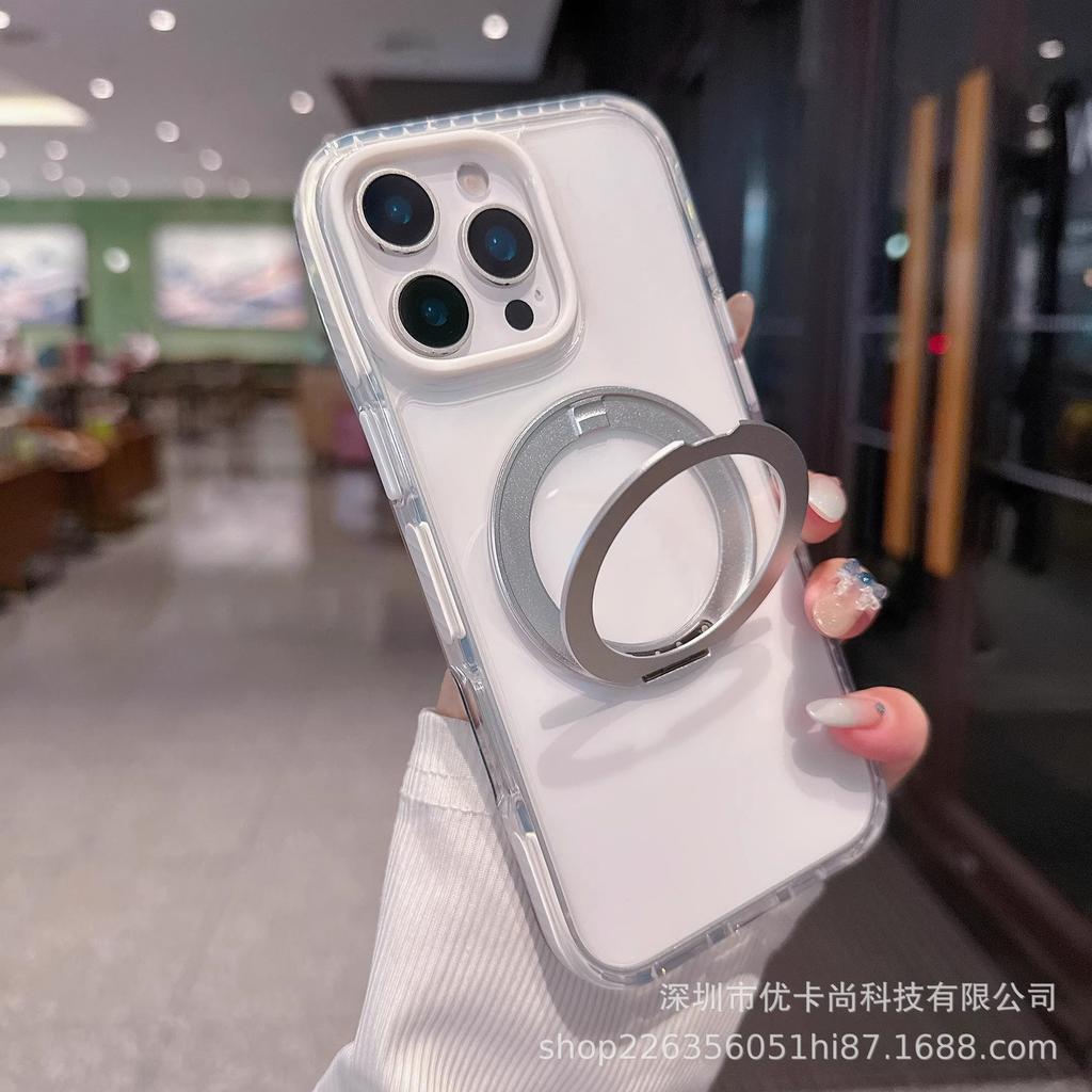 Applicable To Apple 11promax Transparent Mobile Phone Case 111 Rotating Magnetic Suction Bracket iPhone11 All-inclusive Protective Case