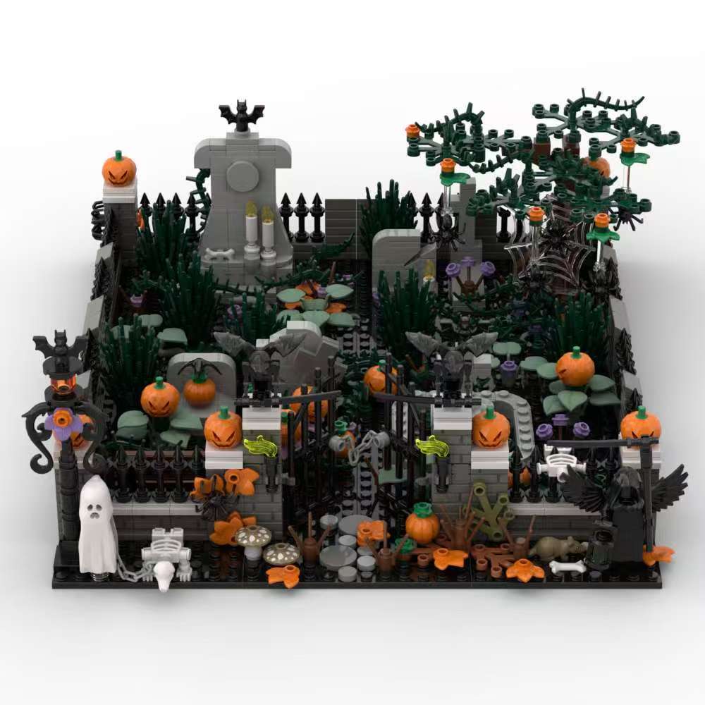 Halloween Decoration Building Block Cemetery Street Scene Ornament Ghost Reaper Toy