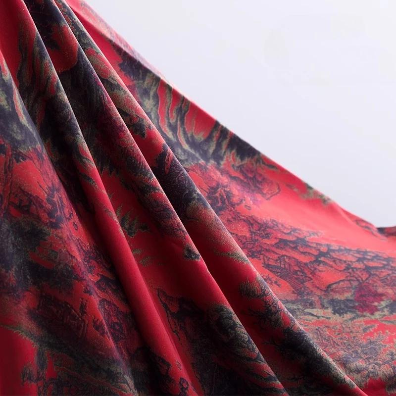 100x150cm Vintage Floral Printed Gambiered Canton Gauze Fabric Simulated Silk Fabric for Sewing Clothes Dress
