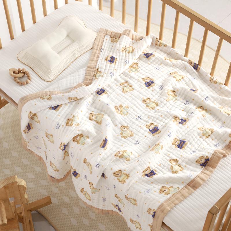 110x110cm High Density Pure Cotton Six-Layer Gauze Baby Bath Towel and Toddler Blanket