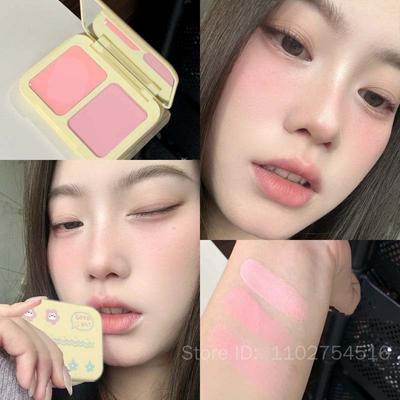 Two-tone Matte Blusher Palette Soft Silky Cheek Natural Facial Rouge Plate Lasting Nude Pink Low Saturation Blush Cream Makeup