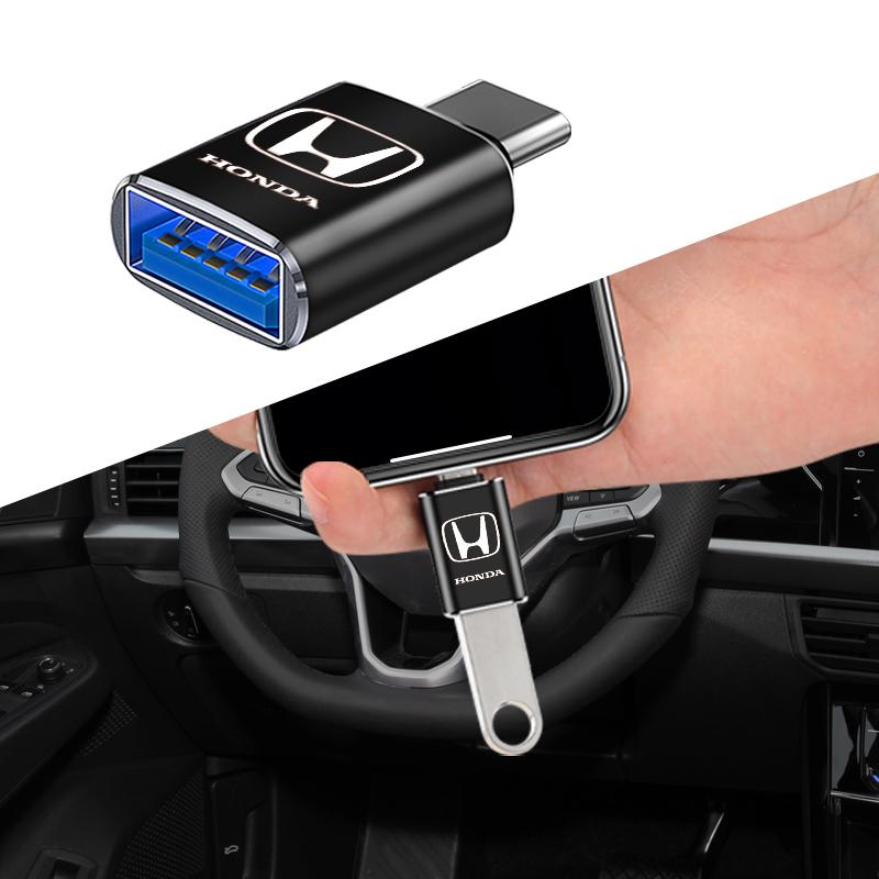 1Pcs Car Charging Adapter Type-C To USB Converter Car Accessories For Honda Fit Mugen Insight Type S R VTEC Modulo Vezel RR Si