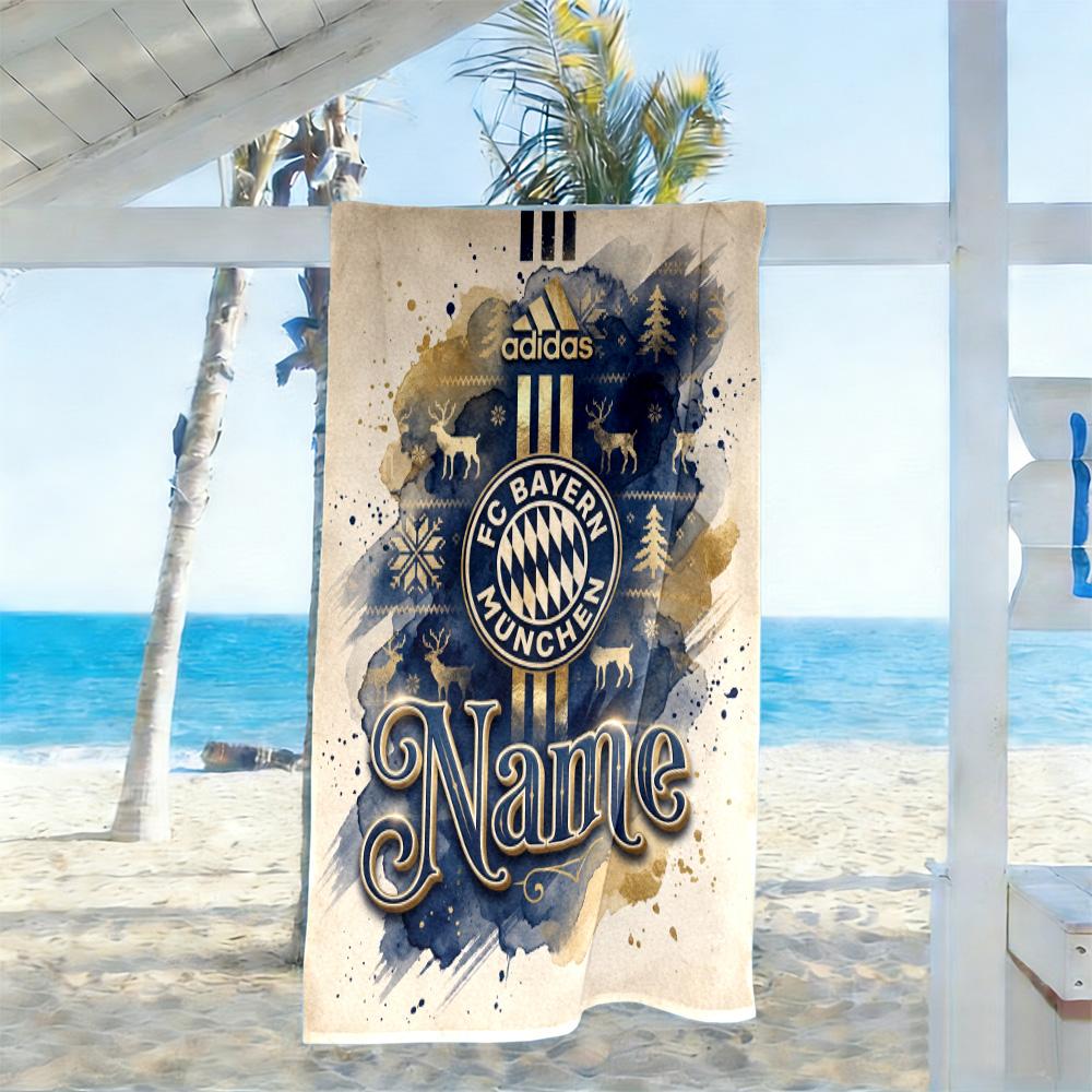 Bayern Munich Fan Artwork Customize Your Name Beach Towel Quick-Dry Soft Microfiber