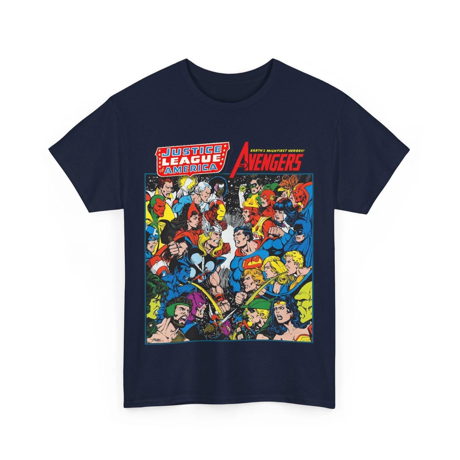 Justice League/Avengers T-Shirt - DC & Marvel Comics Art - George Perez - JLA L