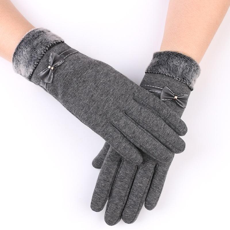 Winter Vintage Bow-Knot Touch Screen Driving Warm Windproof Glove Fashion Grace Lady Gloves Women Mittens
