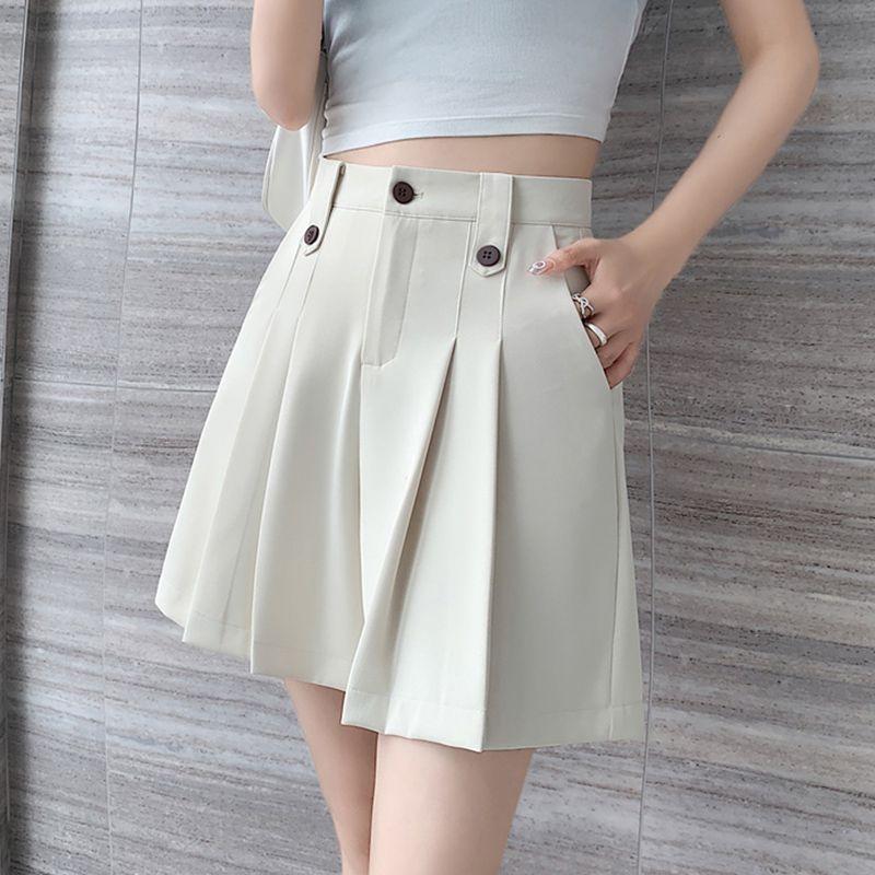 Fashionable Loose Pleated Shorts with High Waist for Women