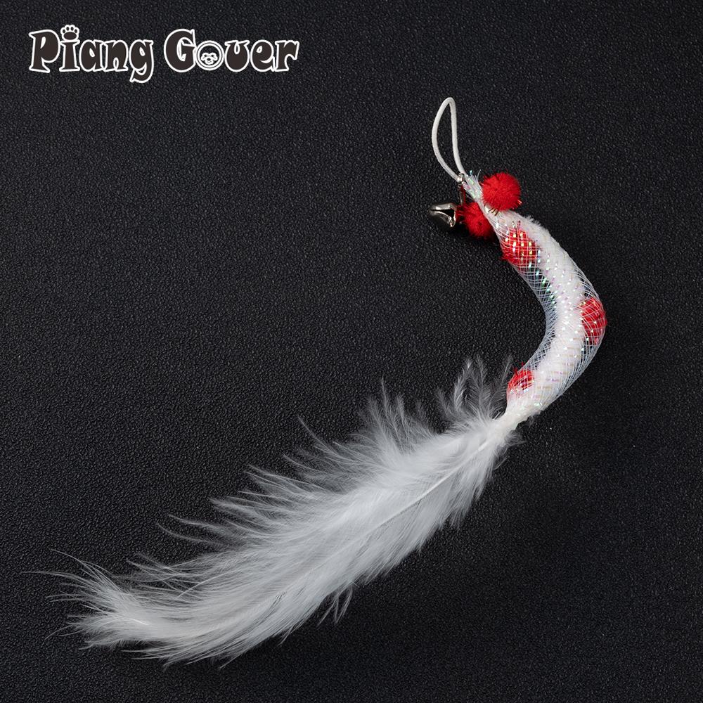 

Wholesale Red Ball White Artificial Insect Cat Toys Teasing Stick Replacement Head Toy Feather Pet Toys Wand Accessories 15pcs