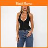 Sexy Girl Backless Crop Top With Ribs For Summer Streetwear