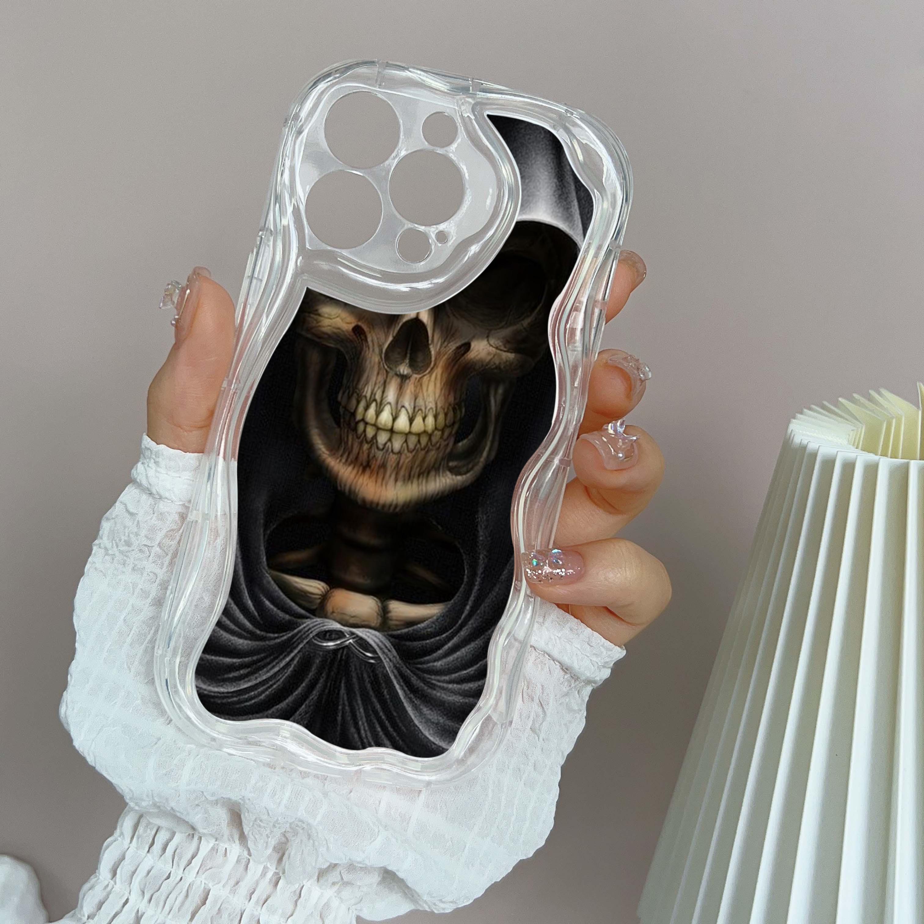 

LZ13 Death Prayer Grim Reaper Skull Прозрачные мягкие волнистые чехлы для телефонов для iPhone 15 13 Pro Max 12 mini 14 8 Plus XS Max XR 6 Защитная задняя крышка for iPhone 15 Plus