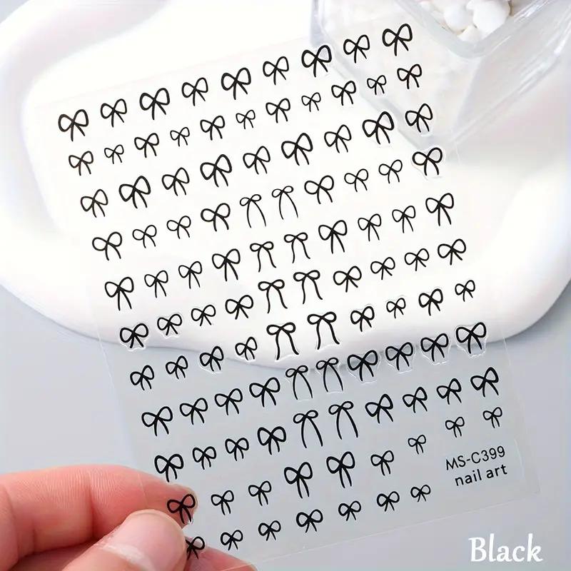 1pcs Black White Pink Mini Bowknot Design Nail Art Sticker Self Adhesive Lace Ribbons Bow Butterfly Decals Nail Art Decoration