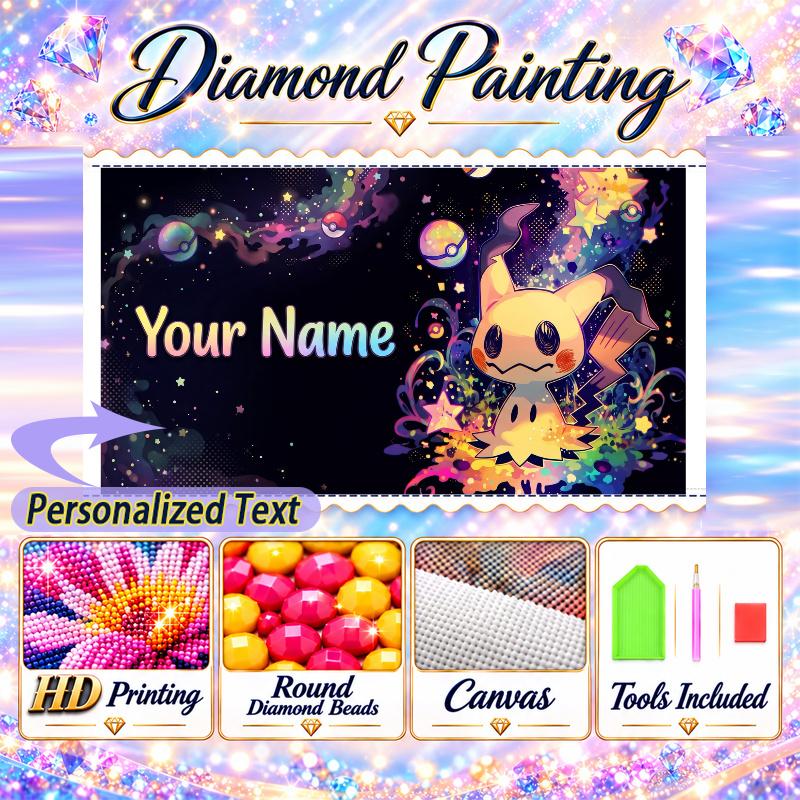 Personalized Mimikyu Diamond Art Custom Name 5D Diamond Painting Full Drill DIY Craft