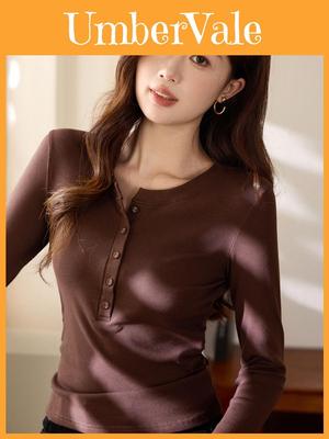 Cotton Long Sleeve T Shirt For Women With Ruffle Details And Round Neck For Office Wear