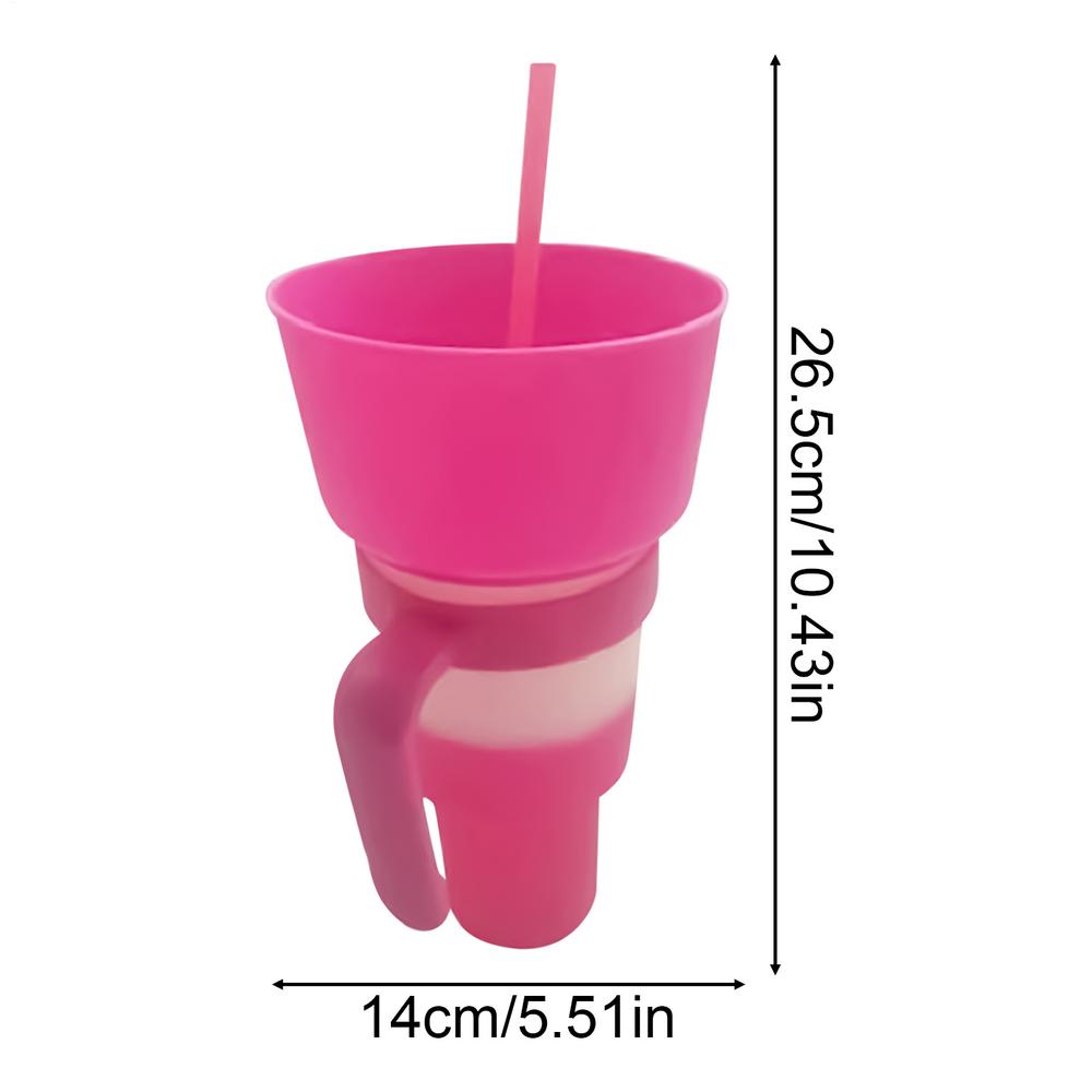

Gradient Colored Popcorn Cup Snack And Beverage Cup 2-in-1 With Straw Reusable Split Tumbler Water Bottle For Travel