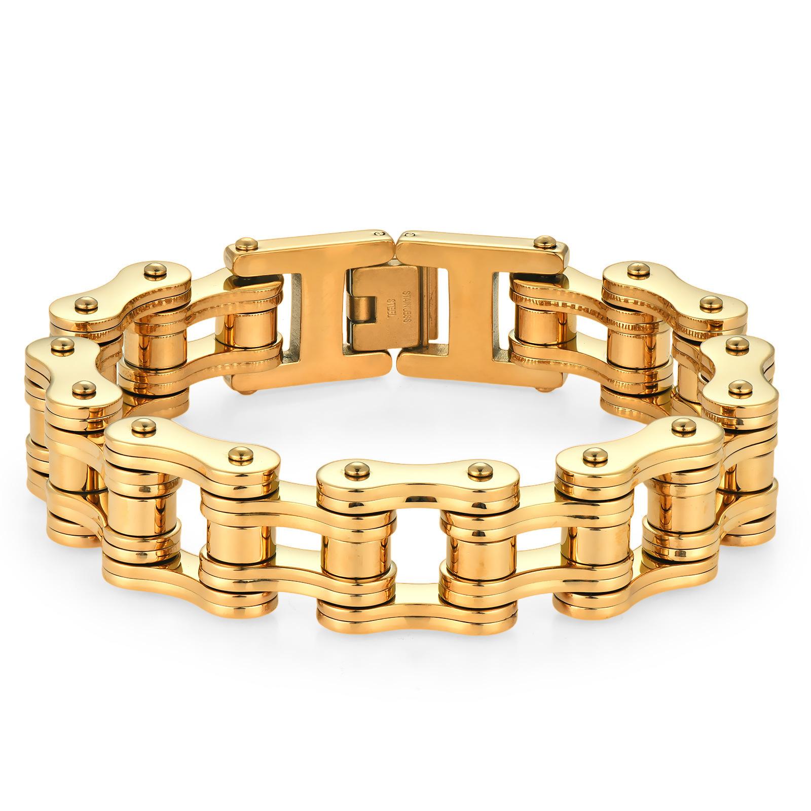 1PC Selected Titanium Steel Handheld Bicycle Chain Men s Elegant Simple Stainless Steel Single Bike Chain Wrist Chain Motorcycle Chain золотой