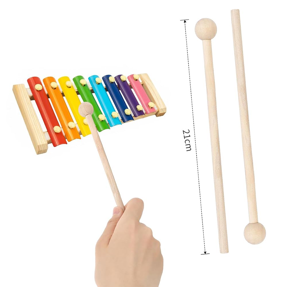 2 Xylophone Wooden and Hammers for Making and Bells Maple Mallets, Mallets, Xylophones, Bells, Woodblocks, (2 Pieces)