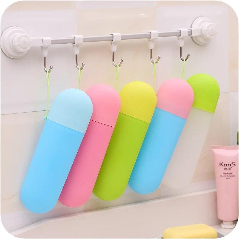Portable Mouthwash Cup Toothbrush Holder Travel Outdoor Tooth Brush Toothpaste Storage Capsule Case Bathroom Accessories