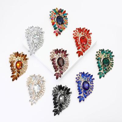 Fashion Alloy Diamond-Encrusted Glass Brooch, High-End Temperament Women'S Suit Coat Corsage Jewelry Pin