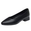 Women's shoes Stewardess work shoes Women's black leather shoes Flat bottom Round head soft sole Work professional single shoes Women's shoes
