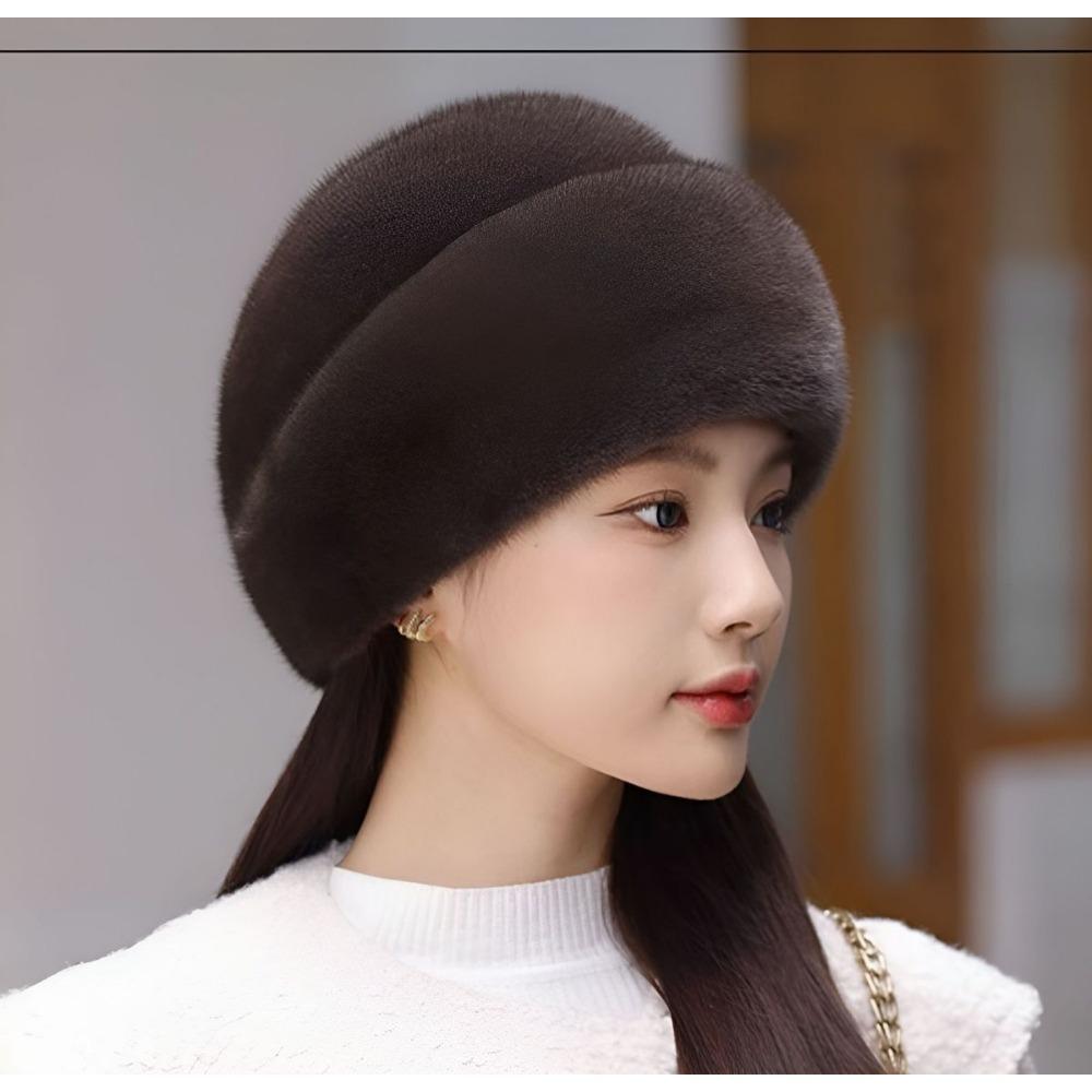 Environmentally Friendly Mink Fur Hat for Women Autumn and Winter Mink Fur Beret Warm Ear Protection Fur Hat Fashionable Ladies Fur Hat