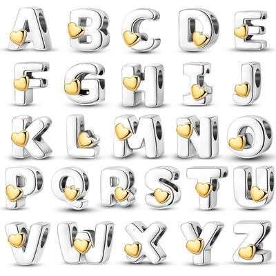 925 Original Bracelets Love 26 English Letters Series Silvering Charms Beads For DIY Birthday Jewelry Making