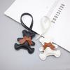 Fashion PU Leather Keyring Soft Cartoon Bag Pendant Cute Bow Bear Keychain  Unisex