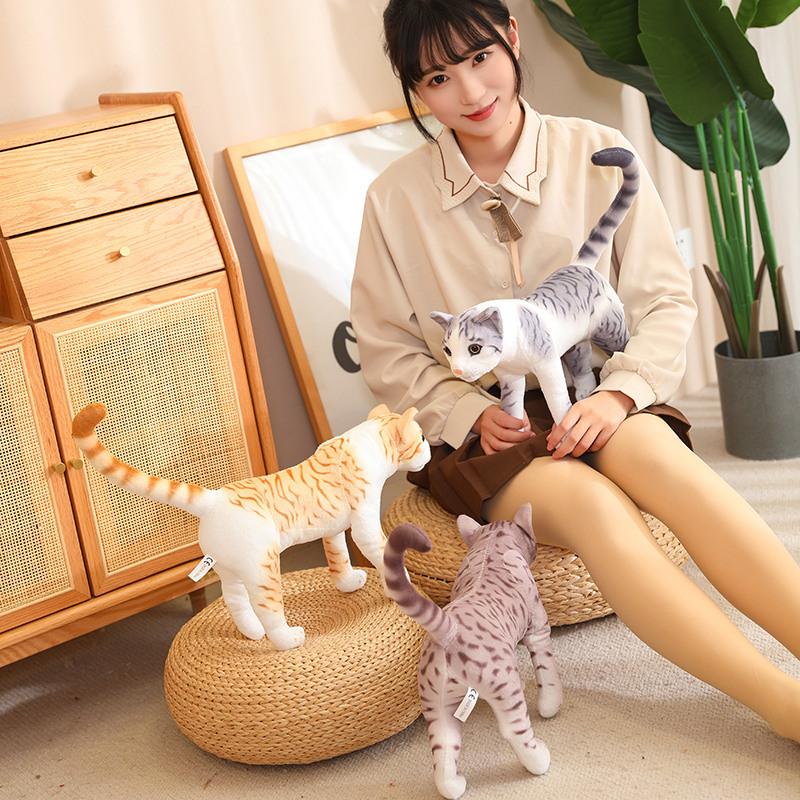 Simulation Standing Kitten Doll Plush Toy Cat Doll Children Soothing Companion Doll
