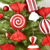 2Pcs Red And Gold Large Artificial Christmas Candy Hanging Decorations, Perfect For Christmas Home Decoration, Room Decoration, Christmas Gifts
