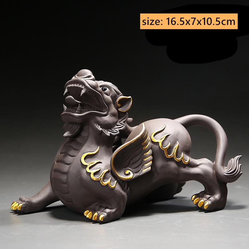 Purple Clay Pixiu Tea Pet Hand-traced Gold Animal Model Ornaments Office Home Tea Accessories Feng Shui Fortune Decoration