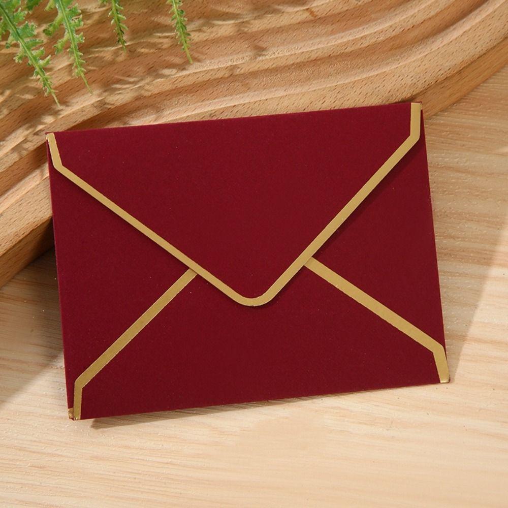 

10 шт. Бронзированный Декор Печати Набор Конвертов Пригласительная Открытка Благословение Спасибо Конверты Открытка 7x10.5cm бордовый