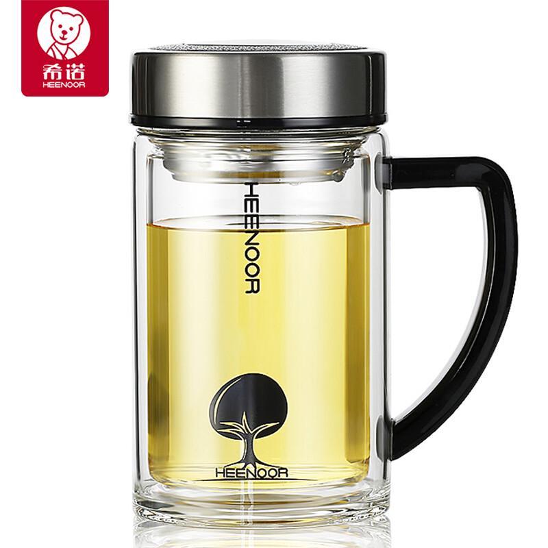 Xinuo XN-6721 Double-Layer Glass Tea Cup with Handle & Infuser, 435ML