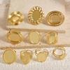 DIY Cabochons Jewelry Ring 1Pcs Adjustable Open Stainless Steel Heart Sun Leaf Motif for Anniversary Gift for Her