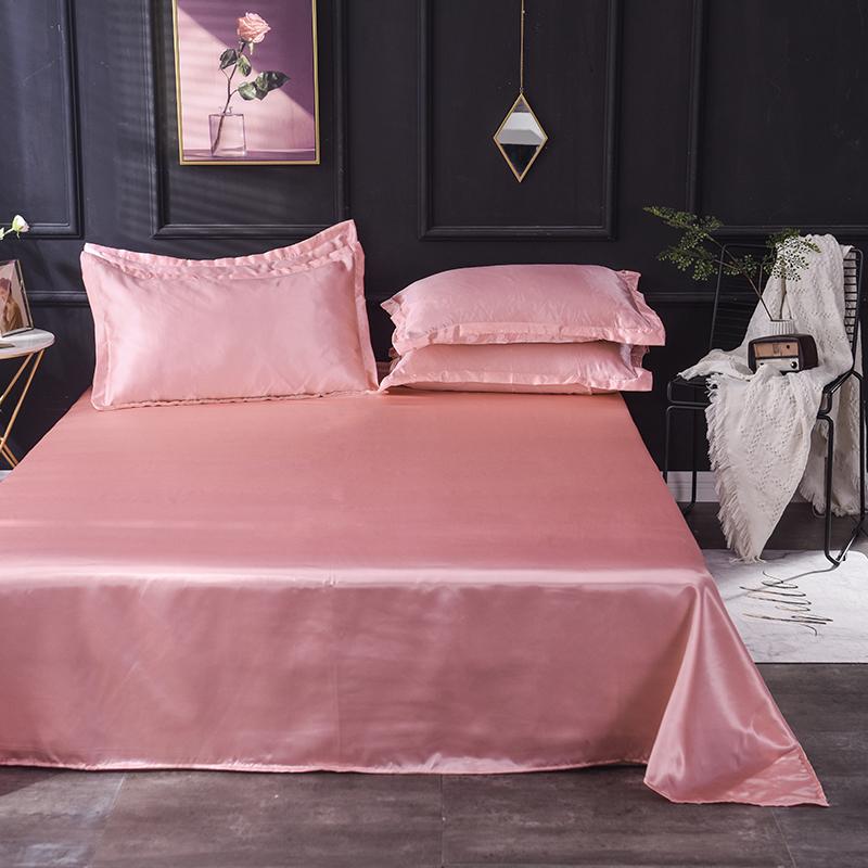 1pc Flat Bed Sheet Silky Bedsheets Solid Color Bed Linen Smooth Flat Sheets Sabanas Para Cama Home Textile Bed Sheets