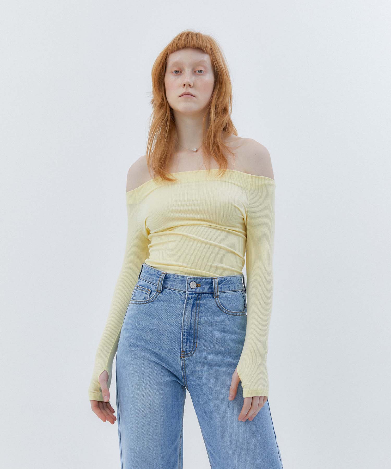 Modern Able Off-Shoulder Basic T-Shirt - Yellow Free