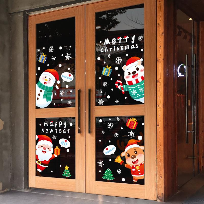 Cross-border Christmas Static Cling Window and Wall Stickers for Glass Doors and Shopping Malls