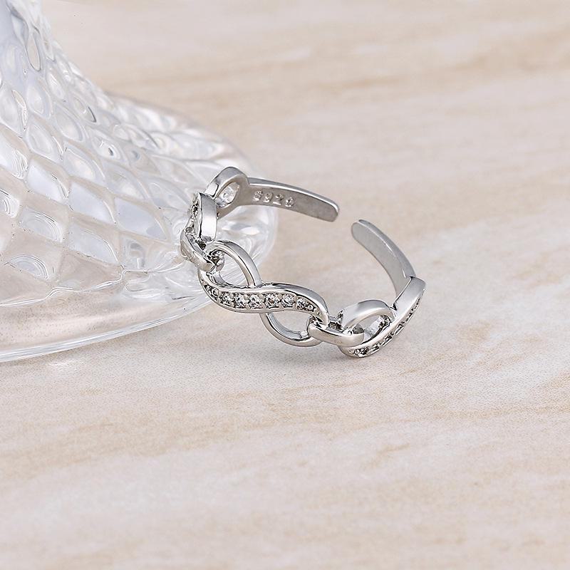 Korean Infinite Love Diamond Chain Ring with Creative 8-Character Infinity Design