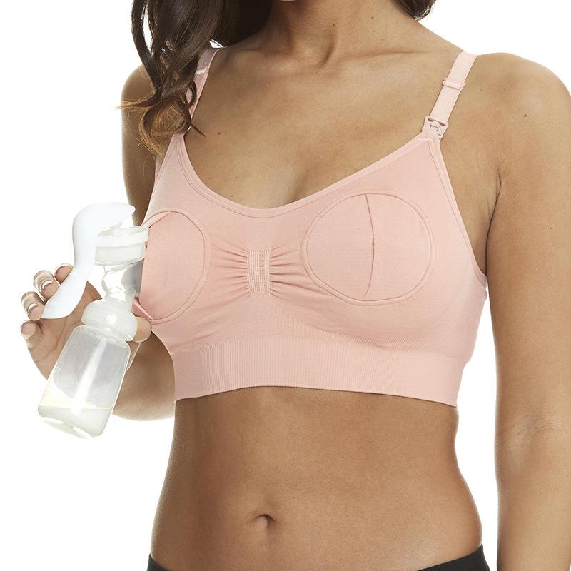 

Бюстгальтер для кормления без рук для сцеживания молока S розовый