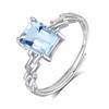 S925 Silber 6*8 Kristall Offener Ring, Mehrere Farben, Verstellbarer Europäischer Stil Band, Tägliches Schmuckgeschenk für Frauen