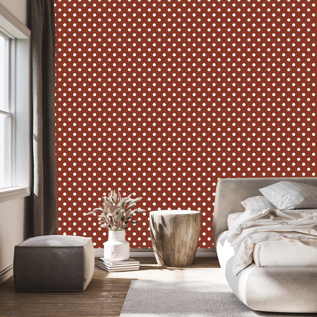 Dots Wallpaper, top red, bottom red for Living Room and Bedroom, 50x1000