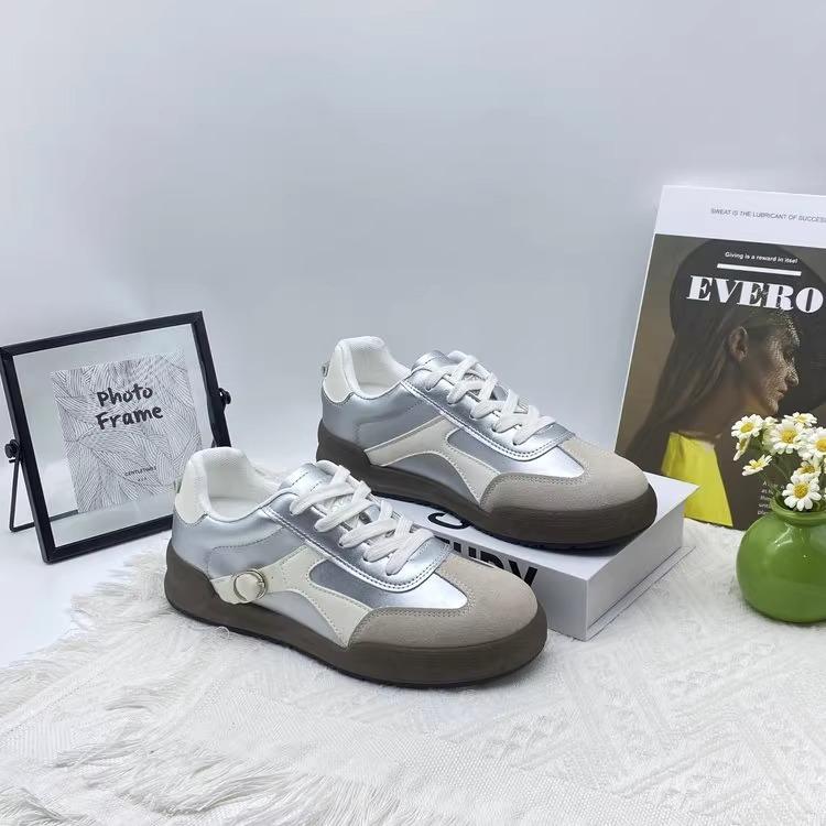 

Factory direct sales Forrest Gump shoes sports shoes women s 2025 summer new casual shoes retro German training women s shoes versatile board shoes 35 серебряный