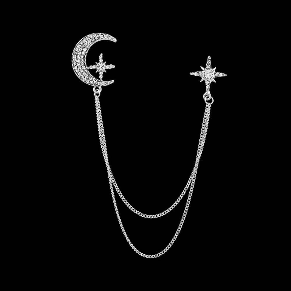 Shirt Brooch Badge Tassel Chains Women Brooches Chain Brooches Pins Star Moon Brooch Korean Style