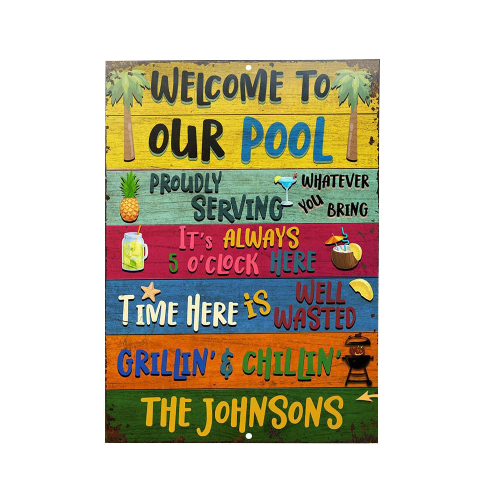

Metal Pool Sign Decorative Wall Plaque Vintage Style Rectangle Design Suitable for Indoor Outdoor Use Durable Material One Size