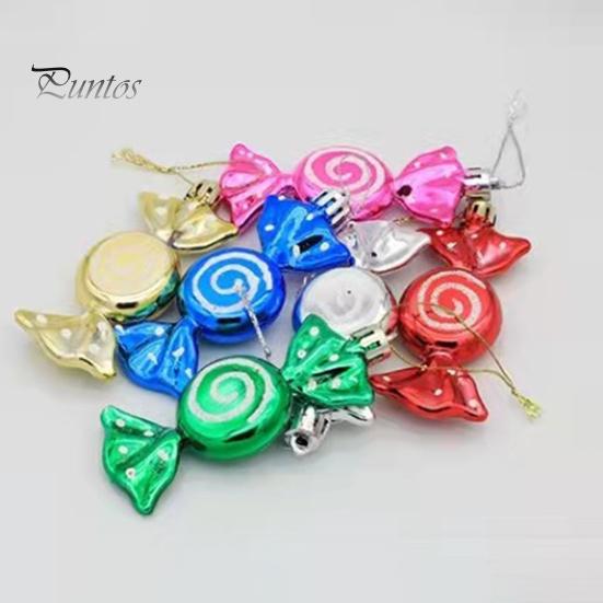 6Pcs Christmas Candy Pendants Hanging Decorations Lanyard Design Bright Color Xmas Tree Candy Ornaments