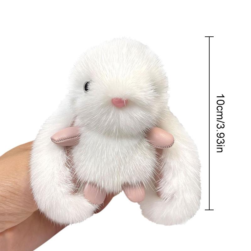 Cute Furry Rabbit Keychain Key Rings Holder Decorations Bag Pendants Lovely Gift Accessories