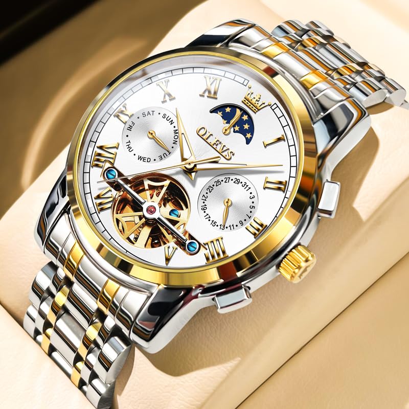 OLEVS Men's Automatic Watch, Stylish Mechanical Wristwatch, Father's Day Gift, Popular Business Watch, Luminous Design, Stylish Wristwatch,